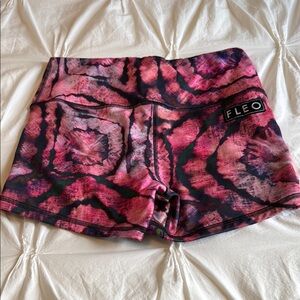 Fleo - Pink and Black Tie-Dye Shorts - Med